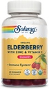 SOLARAY Organic Elderberry Gummies w/Zinc & Vitamin C | Gesundes Immunsystem Unterstützung | Glutenfrei | 30 Serv, 60 Ct
