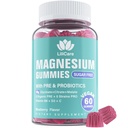 LILICARE Triple Magnesium Complex Gummies 400mg with Prebiotics & Probiotics 5 Billion CFUs, Magnesium Glycinate, Supplement Gummies with Vitamin B6, D3 & C for Muscles & Mood - 60 Count (Pack of 1)