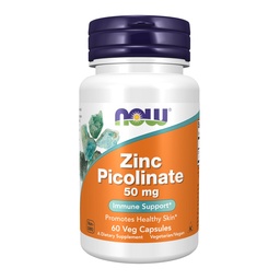 NOW Foods Supplements, Zinc Picolinate 50 mg, Supports Enzyme Functions*, Immune Support*, 60 Veg Capsules