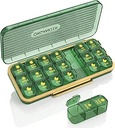Pill Organizer 3 Mal A Day, 7-Tag Pille Box 3 mal A Day - Acedada Wöchentliche Medizin Box Organizer, 7 Detachable Portable Daily Pill Container Dispenser Case für Vitamine Fischöle Nahrungsergänzungsmittel, Grün