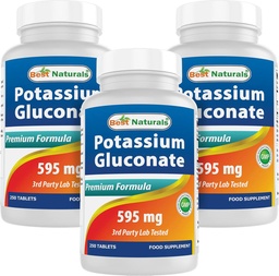 Best Naturals Kalium Gluconate 595 mg 250 Tabletten (250 Count (Pack von 3))