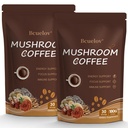 2 Bag Mushroom Coffee, Instant Mushroom Coffee Powder with 6 Adaptogenic Mushrooms (Cordyceps, Lion’s Mane, Shiitake, Turkey Tail) and MCT Oil for Better Energy, Focus, Immune Support - 60 Servings