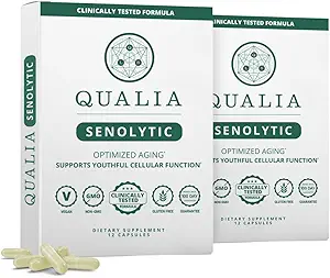Qualia Senolytic Supplement, Fisetin, Quercetin, Piperlongumine &amp; mehr, Aging Supplement, die eine optimale Zellreparatur und -verjüngung unterstützt, natürlich beseitigen Zombie-Zellen, Kapseln, 2 Box