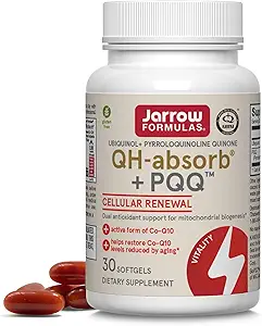 Jarrow Formulas QH-Absorb + PQQ, Nahrungsergänzung, Antioxidans Unterstützung für Mitochondriale Biogenese, Zelluläre Energieproduktion und Herz-Kreislauf-Gesundheit, 60 Softgels, 60 Tage Versorgung, 12er Pack