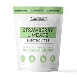 JUST INGREDIENTS Strawberry Limeade Electrolytes – 30 Serving Bag – Hydration Drink Mix with Essential Minerals – Remineralizing Formula – No Sugar Added – Supports Energy – Vegan, Non-GMO