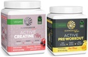 Active Preworkout Hydration Blend & Micronized Creatine Monohydrate Powder Set | Bundle & Save | Non-GMO Soy Dairy Filler & Gluten Free (50 Servings Creatine, 30 Servings Yuzu Mango Pre Workout)