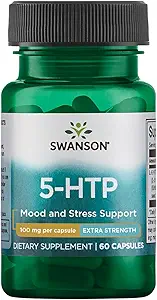 Swanson Extra Strength 5-HTP - Natural Sleep Support Supplement für Erwachsene - Fördert Emotional Wellbeing & Mood Unterstützung mit natürlichen Inhaltsstoffen - (60 Kapseln, 100mg Jeder)
