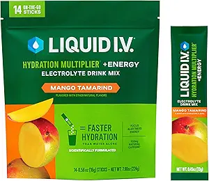 Liquid I.V.® Hydration Multiplier +Energie - Mango Tamarind | Elektrolytpulver Getränke Mix | 1 Packung (14 Servierungen)