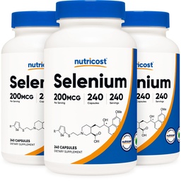 Nutricost Selenium 200mcg, 240 Veggie Caps (3 Bottles) - Non-GMO, Gluten Free L-Selenomethionine …