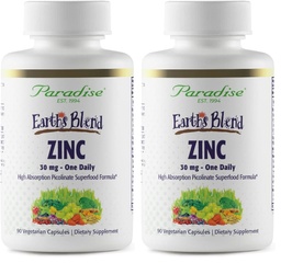 Paradise Herbs Zinc Supplements with Picolinate and Natures C, for Immune Support, Super Potent, Ultra Pure, Gluten Free, Non-GMO, Vegan, 30 mg, 90 Capsules (Pack of 2)