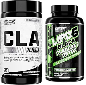Nutrex Research CLA, 90 Weichgel - 1000mg Konjugierte Linolsäure - und Lipo-6 Cleanse & Detox für Gewichtsverlust