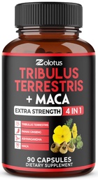 Zolotus Premium Tribulus Terrestris Capsules - Combinées avec Ashwagandha, Panax Ginseng & Maca - 90 Compte pendant 3 mois