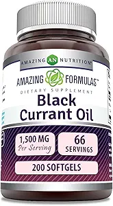 Erstaunliche Formeln Schwarz Johannisbeeröl 1500 Mg Pro Servieren | Softgels | mit GLA (Gamma-Linolensäure) | Non-GMO | Glutenfrei (1 Packung, 100 Zähler)