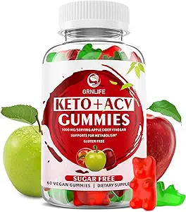 Keto ACV Gummies Advanced, 1000MG Apple Cider Essig-Ergänzung für Damen und Herren, ACV Keto Gummies für Unterstützt Metabolismus, Sugar Free, Made in USA, Keto+ACV, 60 Count