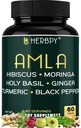 Herbpy 7in1 Amla superfruit Extract Supplement - 60 Vegan Capsules | Amla Capsules with Hibiscus, Moringa, Holy Basil, Ginger, Turmeric, Black Pepper Support Antioxidant, Immune, Digestive*