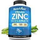 Nutrivein Premium-Zink-Gluconat 100mg - 120 Kapseln: High-Absorption Zink-Gluconat-Ergänzungen für Ganzkörper-Well-Being - Wesentliche Elemente für Wellness