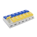 EZY DOSE Weekly (7-Day) AM/PM Pill Organizer, Tägliche Vitamin-Container und Medizin-Box, große Pop-Out-Komponenten, für Reisen entworfen, 2 Mal pro Tag, blaue und gelbe Lids