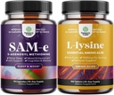 Bundle Pure SAM E Supplement 150mg - Nootropic Same 150mg Pro Servieren für Memory & Brain Support und L Lysine 1000mg Free Form - L-Lysine Supplement für Augengesundheit Lip Care Collagen Synthese
