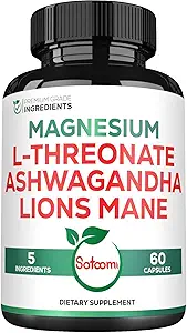 Satoomi 5in1 Magnesium L-Threonat mit Mangesium Glycinat, Ashwagandha, Chelate & Lions Mane - 60 Kapseln