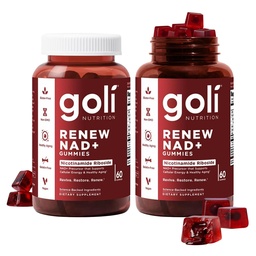 Goli World’s First Renew NAD+, 60 Count Each (2 Pack, 120 Total) – Nicotinamide Riboside (NR) – Cellular Energy & Healthy Aging Support – Vegan, Non-GMO, Gelatin-Free Liquid-Center Gummies