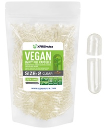 XPRS Nutra Size 2 Empty Capsules - 1000 Clear Empty Vegan Capsules - Vegetarian Empty Pill DIY Vegetable Capsule Filling - Veggie Caps Pills