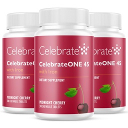 CelebrateONE 45 Bariatric Multivitamin with Iron, Once Daily Midnight Cherry Chewable for Gastric Sleeve & Bypass Patients – 45 mg Iron, 90 Tablets, 3 Month Supply