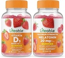Lebensfähiges Vitamin D 5000 IU + Melatonin 20mg, Gummies Bundle - Great Tasting, Vitamin Supplement, Glutenfrei, GMO frei, Kaugummi