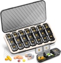 Weekly Pill Organizer 3 Mal pro Tag, GloDeals große Reise Pille Box 7 Tag, Am Pm Drei tägliche Pille Fall mit abnehmbaren Medizin Container, Pille Halter für Vitamin, Supplement, Fischöl, Schwarz