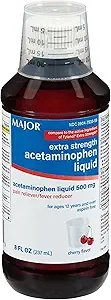 MAJOR Adult Extra Strength Liquid Acetaminophen 500mg - Hilft Relieve Pain und Reduce Fevers - Aspirinfrei - Cherry Flavor - 8 Fl Oz (1 Pack)