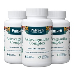 Pattern Wellness Ashwagandha Complex for Men & Women – Organic KSM-66® & Black Pepper Extract – Supports Stress Response & Energy Balance – Non-GMO – 180 Vegan Capsules