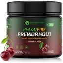 HerbalFIRE Certified Organic Preworkout – USDA, EU, JAS Organic - Kosher Halal Certified - Plant-Based Superfood Energy Booster, Cherry, Clean Focus & Pump, No Jitters or Crash, No Stims -Low Caffeine