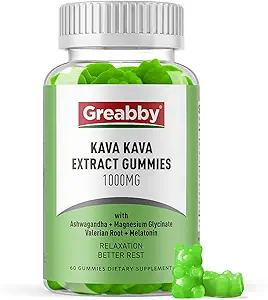 Kava Kava Gummies 1000mg pro Servieren, Schlafunterstützung, Natürliche Lachse Flavor, 60 Vegan-Gummien, Stress-Relief & Entspannungsergänzung