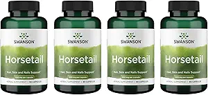 Swanson Horsetail - Kräuter-Ergänzung gesundes Haar, Haut und Nägel - natürliche Inhaltsstoffe für Knochen Gesundheit & Urinary Tract Unterstützung - (90 Kapseln, 500mg Jeder) (4 Packung)
