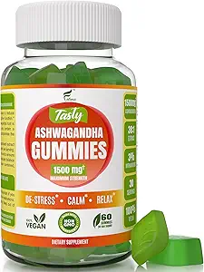Ashwagandha Gummies Maximale Stärke 1500mg - Relax, Uplift Energy Chew - Schlafunterstützung, Immungesundheit, ruhige Stimmung, Enthält Withanolides, Vegan, Plant Based, Non-GMO, Gluten-Free