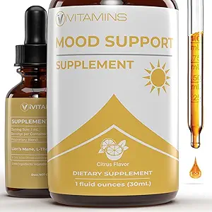 Mood-Unterstützung Ergänzung | Mai Hilfe Mood zu verbessern, Stress reduzieren, Enhance kognitive Funktion & Mehr | Stress-Relief-Ergänzung | L Theanine | Lions Mane Supplement | L Theanine Supplement | 1 fl oz