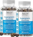Amire von Dr. Awan Super Greens Gummis, Fruits & Veggies Supplement, Green Superfood für Immunität, Stoffwechsel, Liver Function & Nervous System, Essential 8 Greens, 120ct, 60day Supply