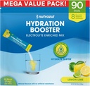 nutrazul Hydration Booster, Electrolytes Powder Sticks with Sodium, Potassium, Vitamin B6 & B12, No Artificial Sweeteners, Lemon Lime Flavor, 90 Sticks