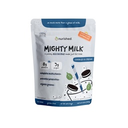 Cookies & Cream Mighty Milk - Kids All-in-One Daily Protein Powder & Multivitamin with Probiotics & Organic Spinach - Natural Flavors, Colors & Sweeteners - 15-30 Servings