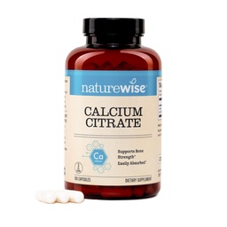 NatureWise Calcium Citrate 500mg Capsules - Supplement for Bone Health - Easy to Digest & Absorb - Vegan, Non-GMO, Gluten-Free - 180 Count[60-Day Supply]