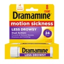 Pamprin Menstrual Symptoms Relief Including Cramps, Pain, and Bloating, 40 Caplets and Dramamine Motion Sickness Relief Less Drowsey Formula, 8 Count