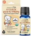 Legendairy Milk Bio Baby Vitamin D3 K2 Flüssigkeitstropfen, 400 IU Baby Vitamin D Tropfen für Infants mit K2 Tropfen, Vitamin D Tropfen für Neugeborene, Kleinkinder und Kinder, Vegan, 90 Tropfen Flüssigkeit