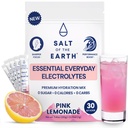 Salz der Erde Premium Zero-Sugar Elektrolyt - Hergestellt mit Rosa Himalayan Salz - Hydration Pulver Pakete | Premium Zutaten | Keto & Paleo Friendly | 30 Sticks, Pink Lemonade