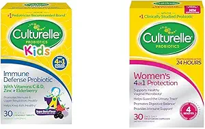 Culturelle Immune Defense Probiotic mit Vitamin C, Vitamin D und Zink + Elderberry, Non-GMO, 4-in-1 & Women’s 4-in-1 Daily Probiotic Supplements für Damen - Unterstützt Vaginale Gesundheit