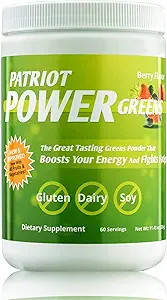 Patriot Power Greens: 40+ Obst & Gemüse, Bio Superfood Nahrungsergänzungsmittel, 60 Servietten