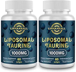 Supplemento Liposomico Taurina 1000mg, Aminoacido ad alto assorbimento per il cuore, Nerve, Cervello, Visivo (60 Softgels - 2 Pack)