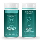 Iwi Omega-3 Minis & Brain Omega-3 Bundle, 30 Servierungen, Vegan pflanzenbasierte Algen Omega 3 mit EPA + DHA, Krill & Fisch Öl Alternative, keine Fishy Nachgeschmack