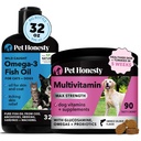 Omega 3 Fish Oil & Multivitamin Max Strength Bundle: Wild Caught Omega 3 Supplement & 15-in-1 Hunde Vitamine für Haut, Mantel und Gesundheit (32oz)