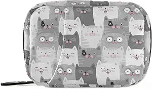 Graue Katzen Pille Box 7 Tage Pille Case Tasche Reise Pille Organizer Tasche mit Reißverschluss Tragbare Wochentasche Kompakte Größe für Vitamin Supplement Halter