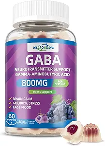 GABA-Gummi-Ergänzung für Nacht-Erholung: Beruhige Unterstützung mit L-Theanin, 5-HTP, Vitamin D3, B12 & Ashwagandha - Stress-Relief, Gehirn-Unterstützung & Stimmung Balance 60 Gummies 30 Tage Versorgung