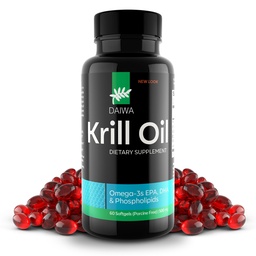 Daiwa Krill Oil 1000mg Softgels - EPA DHA Omega 3 Antarctic Krill Oil Supplement mit Astaxanthin - Natürliche Lösung für Gelenk, Gehirnunterstützung und Herzgesundheit - 60/ct